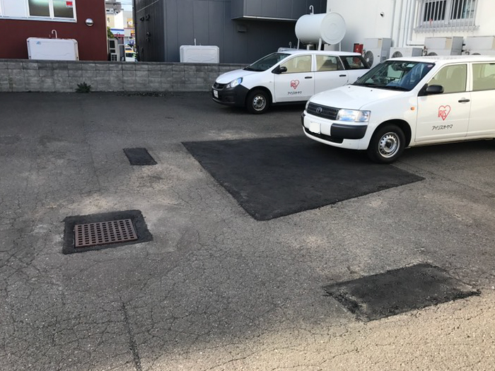 札幌市白石区、某店舗駐車場アスファルト補修完成その1